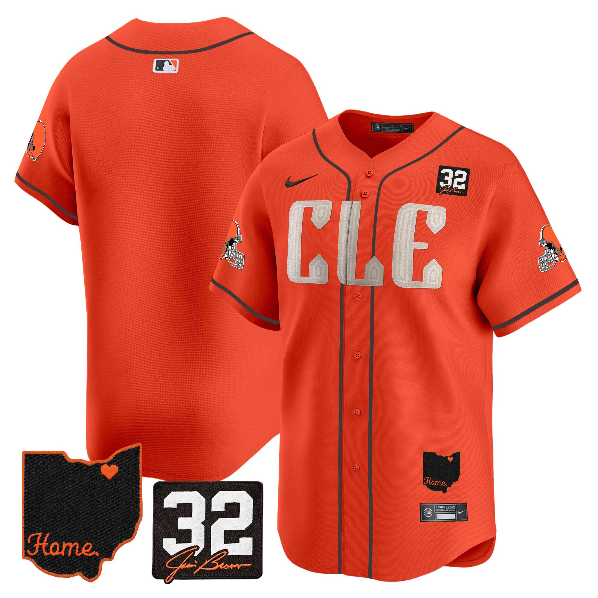 Men Cleveland Browns Blank Orange Home Patch Vapor Premier Limited 2024 Nike NFL Jersey